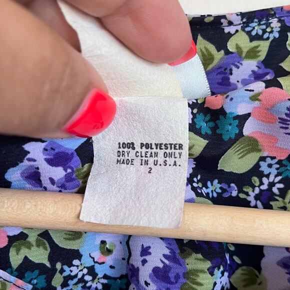 Vintage Prairie Midi Shirt Dress Size 12 Purple Floral Hippie Modest Cottagecore - Picture 12 of 12